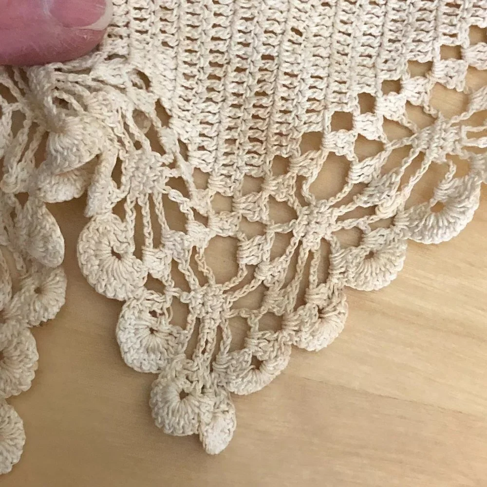 Gorgeous Cottagecore Romantic Handcrafted Linen & Crocheted Lace Ivory Apron